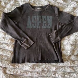 American Eagle Outfitters Brown Waffle Knit Top